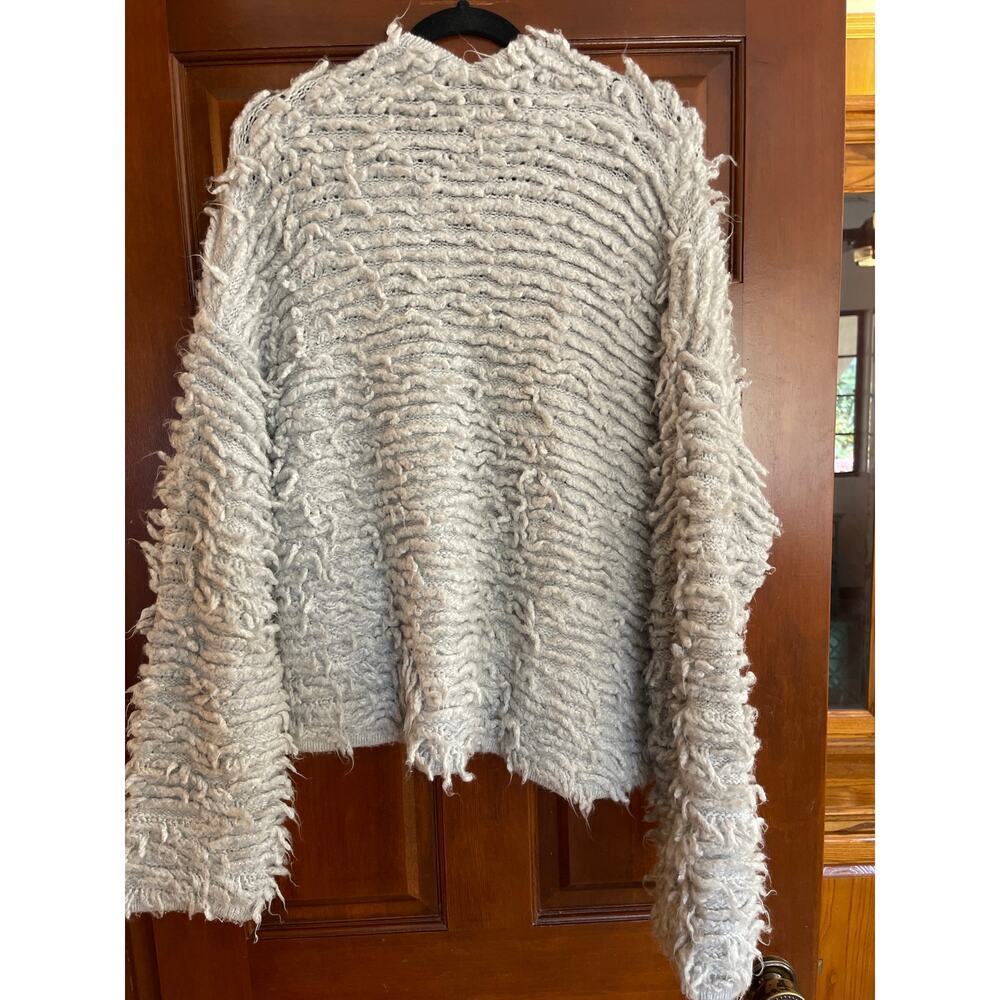 SCOOP WYELASH RIBBONED KNIT CARDIGAN SILVER SIZE L - Picture 7 of 7
